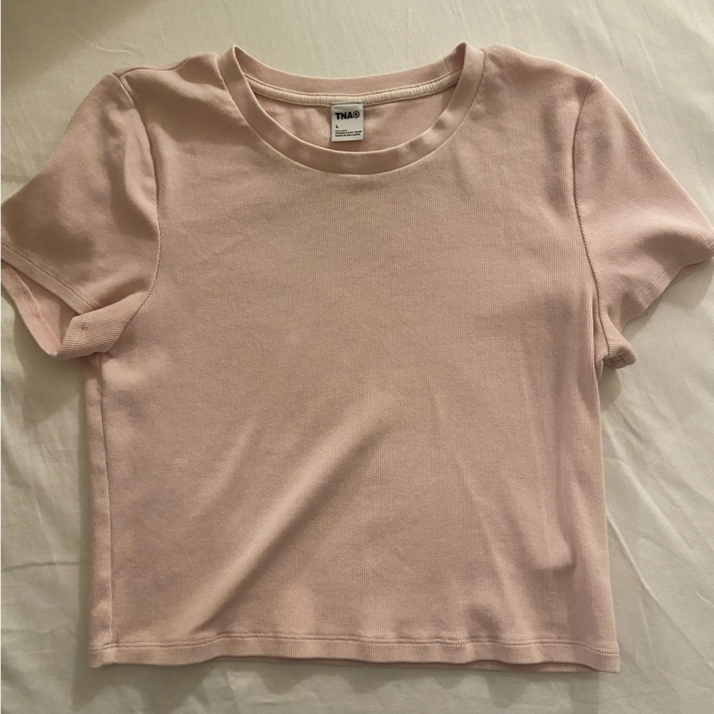 Aritzia TNA baby pink crop top